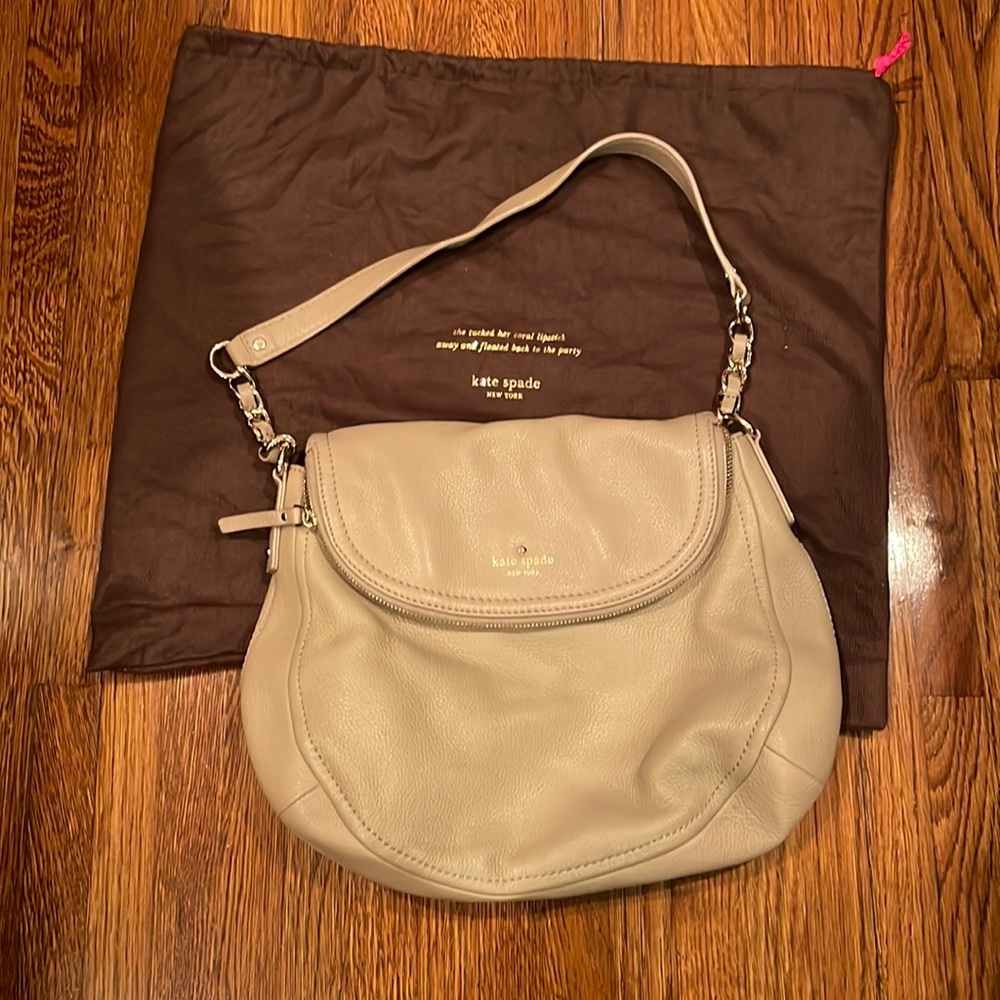 Kate Spade ♠️ Pebble Gray/Tan Leather hobo bag